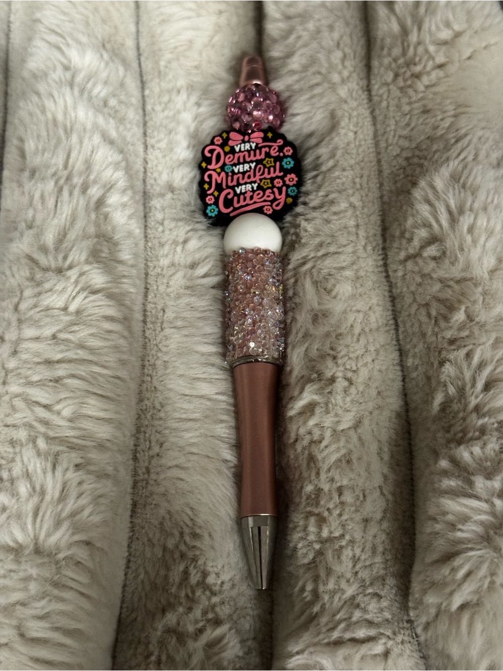 Sparkling Pink Decorative Ballpoint Pen with Charm